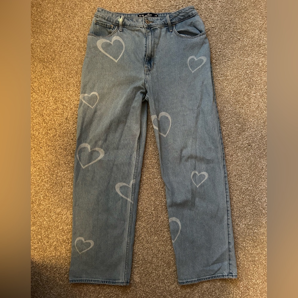 Heart Patterned Blue Jeans